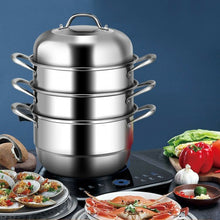 Load image into Gallery viewer, 3 Tier Stainless Steel Cookware Pot Saucepot Steamer