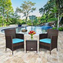 Load image into Gallery viewer, 3 pcs Outdoor Rattan Wicker Furniture Set-Blue