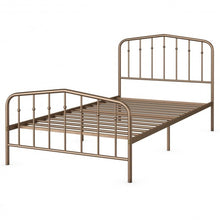 Load image into Gallery viewer, Twin Size Metal Bed Frame with Headboard & Footboard-Brown