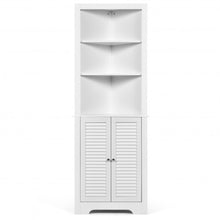 Load image into Gallery viewer, Free Standing Tall Bathroom Corner Storage Cabinet with 3 Shelves-White