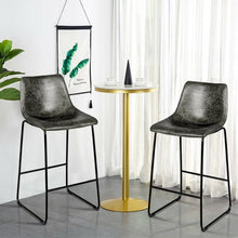 Load image into Gallery viewer, Set of 2 Bar Stool Faux Suede Upholstered Chair-Gray