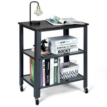 Load image into Gallery viewer, 3-Tier Kitchen Utility Industrial Cart with Storage-Black