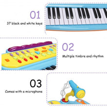 Load image into Gallery viewer, Kids Electronic 37 Key Toy Piano w/ Microphone & Stool-Pink