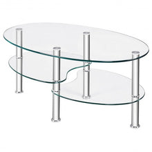 Load image into Gallery viewer, Tempered Glass Oval Side Coffee Table-Transparent