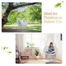 Load image into Gallery viewer, Hanging Macrame Hammock Chair with Handwoven Cotton Backrest-White