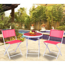 Load image into Gallery viewer, 3 Pcs Folding Garden Patio Table Chairs Set -Red