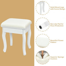 Load image into Gallery viewer, 4 Drawers Mirrored Jewelry Wood Vanity Dressing Table w/ Stool-White