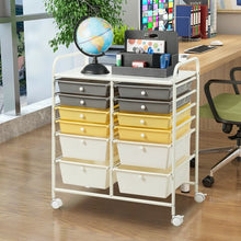 Load image into Gallery viewer, 12 Drawers Rolling Cart Storage Scrapbook Paper Organizer Bins-Yellow