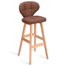 Load image into Gallery viewer, Set of 2 Brown Bar Stools Pub Chair Fabric