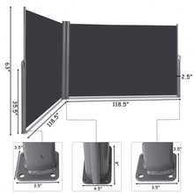 Load image into Gallery viewer, 237" x 63" Patio Retractable Double Folding Side Awning Screen Divider