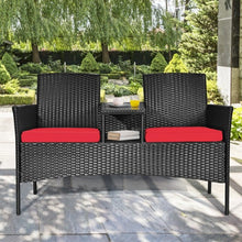 Load image into Gallery viewer, Patio Rattan Conversation Set Seat Sofa-Red