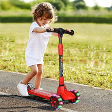 Load image into Gallery viewer, Adjustable Height Folding Aluminum Kids Kick Scooter-Red