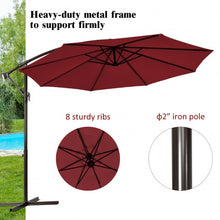 Load image into Gallery viewer, 10 Ft Patio Offset Hanging Umbrella with Easy Tilt Adjustment-Burgundy