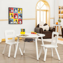 Load image into Gallery viewer, Wood Activity Kids Table and Chair Set with Center Mesh Storage for Snack Time and Homework-White