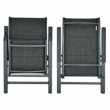 Load image into Gallery viewer, 2PCS Patio Folding Dining Chairs Aluminum Padded Adjustable Back-Gray