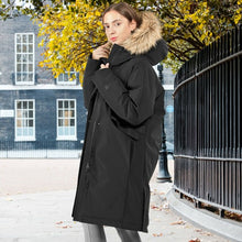 Load image into Gallery viewer, Women's Hooded Long Down Coat with Faux-fur Trim-Black-XL