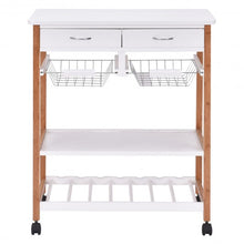 Load image into Gallery viewer, White Rolling Kitchen Island Trolley Cart