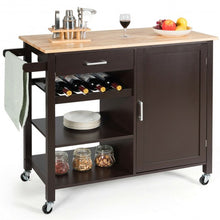 Load image into Gallery viewer, Giantex Kitchen Island Cart Rolling Serving Cart Wood Trolley-Brown
