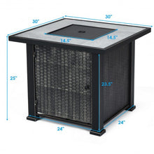 Load image into Gallery viewer, 30" Square Outdoor Fireplace Propane Gas Fire Pit Table-Black