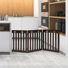 Load image into Gallery viewer, 24" Folding Wooden Freestanding Dog Gate w/360° Flexible Hinge for Pet-Espresso