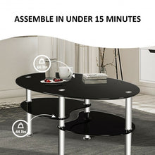 Load image into Gallery viewer, Tempered Glass Oval Side Coffee Table-Black