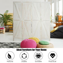 Load image into Gallery viewer, 4 Panels Folding Wooden Room Divider-White