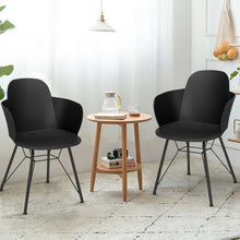 Load image into Gallery viewer, Set of 2 Metal Frame Modern Petal-Shape Plastic Dining Chair-Black