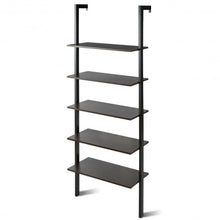 Load image into Gallery viewer, 5-Tier Wood Wall Mounted Bookshelf with Metal Frame