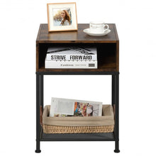 Load image into Gallery viewer, Industrial Nightstand End Side Table with Mesh Shelf