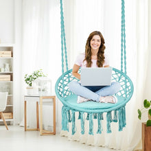 Load image into Gallery viewer, Macrame Cushioned Hanging Swing Hammock Chair-Turquoise