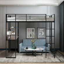 Load image into Gallery viewer, Twin Size Space-Saving Metal Loft Bunk Bed
