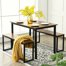 Load image into Gallery viewer, 3-Piece Kitchen Dining Table Set with 2 Benches for Limited Space -Coffee