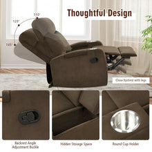 Load image into Gallery viewer, Recliner Chair Single Sofa Lounger with Arm Storage and Cup Holder for Living Room-Coffee