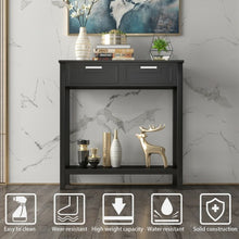 Load image into Gallery viewer, 2 Drawers Accent Console Entryway Storage Shelf-Black