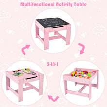 Load image into Gallery viewer, Kids Table Chairs Set With Storage Boxes Blackboard Whiteboard Drawing-Pink
