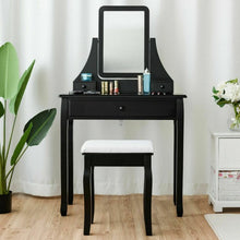 Load image into Gallery viewer, Square Mirrored Vanity Dressing Table Set with 3 Storage Boxes-Black
