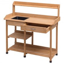 Load image into Gallery viewer, Outdoor Lawn Patio Potting Bench Storage Table Shelf