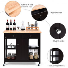 Load image into Gallery viewer, Rolling Kitchen Trolley Island Utility Cart Storage Shelf-Deep Brown