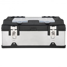 Load image into Gallery viewer, 18" Tool Box Stainless Steel and Plastic Portable Organizer with Lid