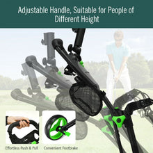 Load image into Gallery viewer, Folding 3 Wheels Golf Push Cart with Brake Scoreboard Adjustable Handle-Green