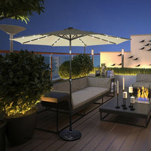 Load image into Gallery viewer, 10' Solar LED Lighted Patio Market Umbrella Shade Tilt Adjustment Crank-Tan