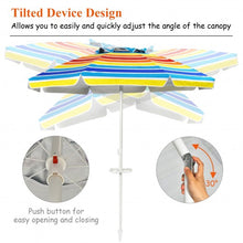 Load image into Gallery viewer, 7.2 FT Portable Outdoor Beach Umbrella with Sand Anchor and Tilt Mechanism for Poolside and Garden-Multicolor