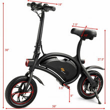 Load image into Gallery viewer, 12" 350 W Portable Folding Electric Bike with Headlight APP