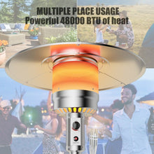 Load image into Gallery viewer, Outdoor Heater Propane Standing LP Gas Steel with Table and Wheels-Silver