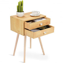 Load image into Gallery viewer, Mid Century Modern 2 Drawers Nightstand in Natural
