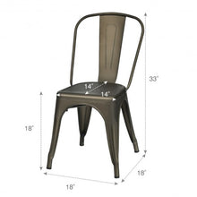 Load image into Gallery viewer, Set of 4 Dining Side Stackable Cafe Metal Chairs-Gun