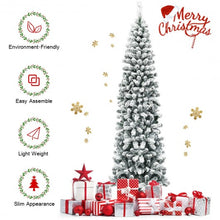 Load image into Gallery viewer, 7.5 Feet Unlit Hinged Snow Flocked Artificial Pencil Christmas Tree with 641 Tips