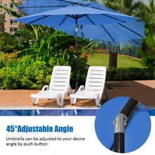 Load image into Gallery viewer, 9 Ft and 32 LED Lighted Solar Patio Market Umbrella Shelter with Tilt and Crank-Blue