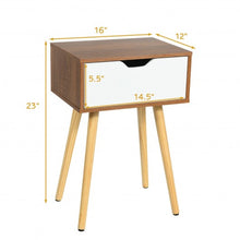 Load image into Gallery viewer, End Side Storage Drawer Nightstand with Solid Wooden Leg
