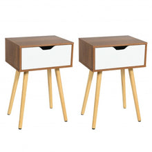 Load image into Gallery viewer, End Side Storage Drawer Nightstand with Solid Wooden Leg